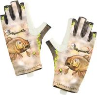 Перчатки для рыбалки летние Aquatic UPF50+ (Carp camo bronze)