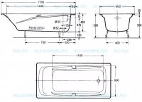 Ванна чугунная Jacob Delafon Repos 170х80 с отверстиями для ручек