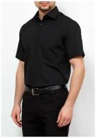 Рубашка мужская короткий рукав GREG 340/309/BLK/Z, Полуприталенный силуэт / Regular fit, цвет Черный, рост 174-184, размер ворота 40