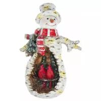 Ёлочная игрушка снеговичок И кардиналы с елочкой, полистоун, 11.5 см, Kurts Adler E0320-1