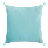 Чехол на подушку с кисточками Этель цвет голубой, 45х45 см, 100% п/э, велюр 6906466