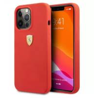 Чехол Ferrari Liquid silicone with metal logo Hard для iPhone 13 Pro Max, цвет Красный (FESSIHCP13XRE)