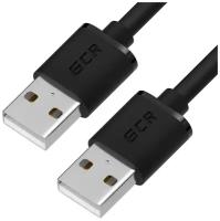 GCR Кабель 0.5m USB 2.0, AM/AM, черный, 28/28 AWG, экран, армированный, морозостойкий