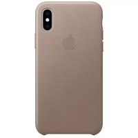 Чехол Apple кожаный для iPhone XS, платиново-серый