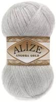 Пряжа Alize Angora Gold (Ангора Голд) - 1 моток 208 светло-серый меланж 20% шерсть, 80% акрил 550м/100г