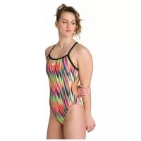 Купальник arena Speed Stripes Challenge Back, размер 46, black/multi orange