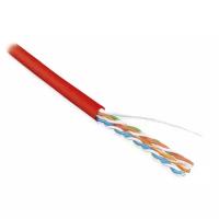 Кабель витая пара Hyperline 100 м, неэкран. U/UTP, категория 5e, 4 пары (24 AWG), одножильный (solid), LSZH, красный