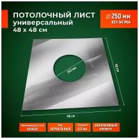 Лист потолочный отверстие 250 мм зеркало 48 х 48 см из нержавеющей стали AISI430 0,5 мм толщина без загиба