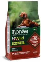 Сухой беззерновой корм для взрослых собак всех пород Monge Dog BWild Grain Free из мяса ягненка с картофелем и горохом 2,5 кг