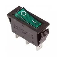 Выключатель клавишный Rexant ON-OFF зеленый с подсветкой (250В 15А (3с)) {36-2213}