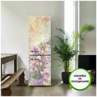 Интерьерная наклейка на холодильник Винтажные цветы / Наклейка на мебель / Наклейка для декора