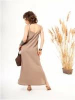 Свободное льняное платье-комбинация (сарафан) макси