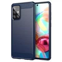 Чехол темно-синего цвета на Samsung Galaxy A72, серия Carbon (стиль под карбон) от Caseport