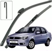 Дворники Fiat Albea (1) Фиат Альбеа рест 2005 2006 2007 2008 2009 2010 2011 2012 Щетки стеклоочистителя бескаркасные к-т 2 шт, 550мм-450мм