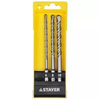 STAYER 3 шт: 6 x 160, 8 x 160, 10 x 160 мм, набор SDS-plus буров (29250-H3)