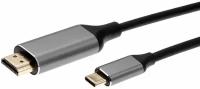 Кабель Aopen USB 3.1 Type-Cm --> HDMI A(m) 4K@60Hz, 1.8m, Alum Shell, (ACU423MC-1.8M)