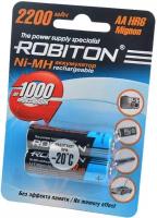 Аккумулятор Ni-Mh 2200 мА·ч 1.2 В ROBITON AA HR6 Mignon 2200, 2 шт