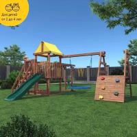 Детская деревянная игровая площадка CustWood Junior Color JC14 спортивный комплекс домик, качели, горка, песочница, площадка для дачи и улицы