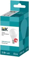 Светодиодная LED лампа IEK шар G45 E14 3W(270lm) 4000K 4K 45х81 матов. ECO LLE-G45-3-230-40-E14