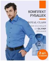 Комплект голубых рубашек Royal Class, прямые, хлопок, 2 шт размер: 43 цвет: Голубой арт. 88236499