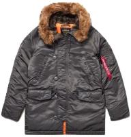 Куртка аляска Alpha Industries Slim Fit N-3B Parka, grey-orange (размер: xxxxl, российский размер: 58)