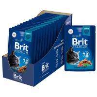 Влажный корм для кошек Brit Premium с цыпленком и перепелкой 14 шт. х 85 г (кусочки в соусе)