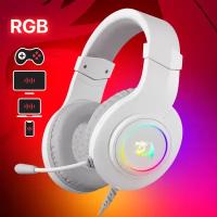 Наушники Redragon 70840 Hylas Белые RGB 3.5 Jack игровая гарнитура