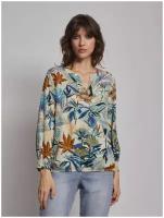 Блузка из вискозы с тропическим принтом, цвет Бежевый, размер XL