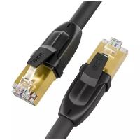 Патч-корд Deluxe FTP cat.6 10 Гбит/с RJ45 LAN ethernet high speed кабель для интернета медный контакты и коннектор 24K GOLD (GCR-FTP61), черный, 1.0м