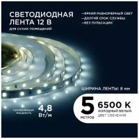 Яркая светодиодная лента Apeyron 00-02 с напряжением 12 В / 6400K, 280 Лм/м / 60д/м / 4,8Вт/м / smd3528 / IP20 / длина 5 метров