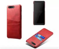Чехол панель-накладка MyPads для LG X Power 2 M320 из качественной импортной кожи с визитницей с отделением для банковских карт мужской женский красный