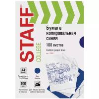 Копирка / бумага копировальная для копирования, синяя, А4, 100 листов, Staff, 112401