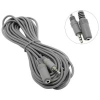 Кабель-удлинитель SmartBuy mini jack 3.5 mm (M) - mini jack 3.5 mm (F), стерео, аудио, серый, 5 м