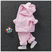 Детский флисовый костюм для девочки (толстовка, брюки) розовый, 92 см