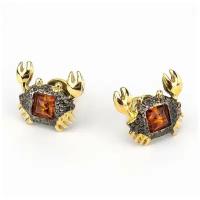 Серьги Amberprofi, серебро, 925 проба, золочение, янтарь