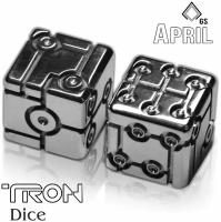 Игральные кубики Tron Dice металл / Зеркальная полировка 1 шт, Кости игральные Дайсы для настольных игр, размер 16х16мм