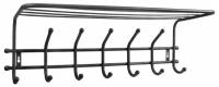 Вешалка настенная с полкой «Комфорт 7», 7 крючков, 61×20×8 см, цвет чёрный