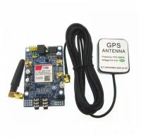 Модуль GSM/GPRS + GPS + Bluetooth GSMIN SIM808 с антеннами (Синий)