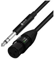 Кабель микрофонный stereo jack 6,35mm M - XLR F для микрофона микшера гитары (GCR-JX1), черный, 5.0м