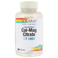 Solaray Cal-Mag Citrate (Цитрат кальция и магния) соотношение 1:1 180 капсул