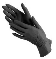 Перчатки нитриловые, усиленные, неопудренные, черные, размер L, 50 пар