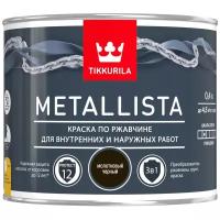 Краска по металлу TIKKURILA Metallista глянцевая молотковая черная 0,4 л