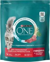 Корм Purina One для взрослых кошек с говядиной