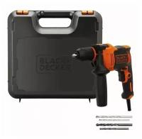 Ударная дрель Omega, 750 Вт, BLACK+DECKER BEH710K-QS БЗП + набор сверел, кейс