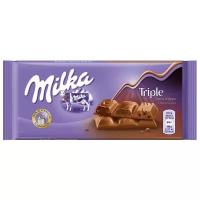 Шоколад Milka Triple Choco Cocoa молочный с шоколадной начинкой и печеньем, 100 г