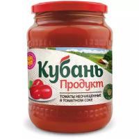 Томаты неочищенные в томатном соке Кубань продукт стеклянная банка 680 г