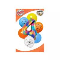 Букет из шаров «4 года», фольга, латекс, разноцветный набор из 7 шт