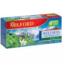 Чай зеленый Milford Wellness в пакетиках, мята, лимон, 20 пак