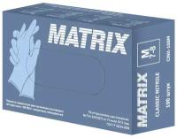 Перчатки медицинские диагностические нитриловые голубые MATRIX Classic Nitrile 100шт M CINit-100M