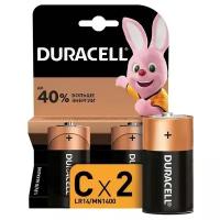 Батарейка алкалиновая Duracell Basic, C, LR14-2BL, 1.5В, блистер, 2 шт